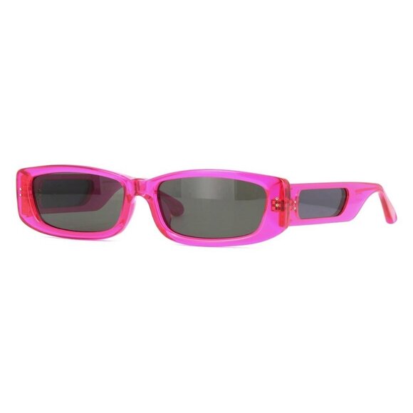 New LINDA FARROW Talita Pink Rectangle LFL1419 Sun C7 Sunglasses Women - Picture 1 of 4